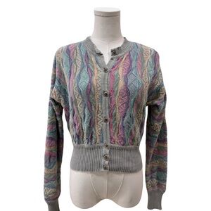 COOGI Women's Pink Multicolor Knit Cardigan